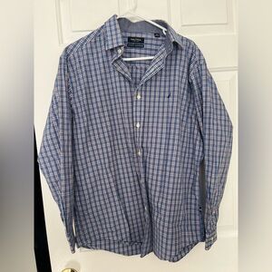 Nautica Blue and White Plaid Shirt